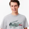 Lätt T-shirt i piqué med krokodilmotiv för herr