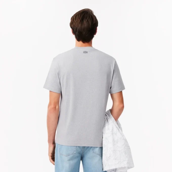 Lätt T-shirt i piqué med krokodilmotiv för herr