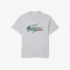 Lätt T-shirt i piqué med krokodilmotiv för herr