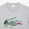 Lätt T-shirt i piqué med krokodilmotiv för herr