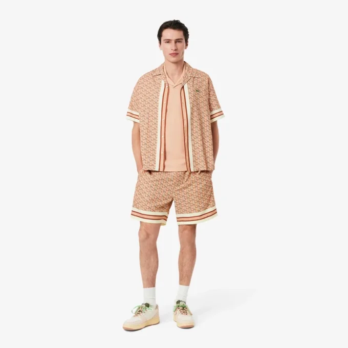 Lätta shorts med monogramtryck för herr