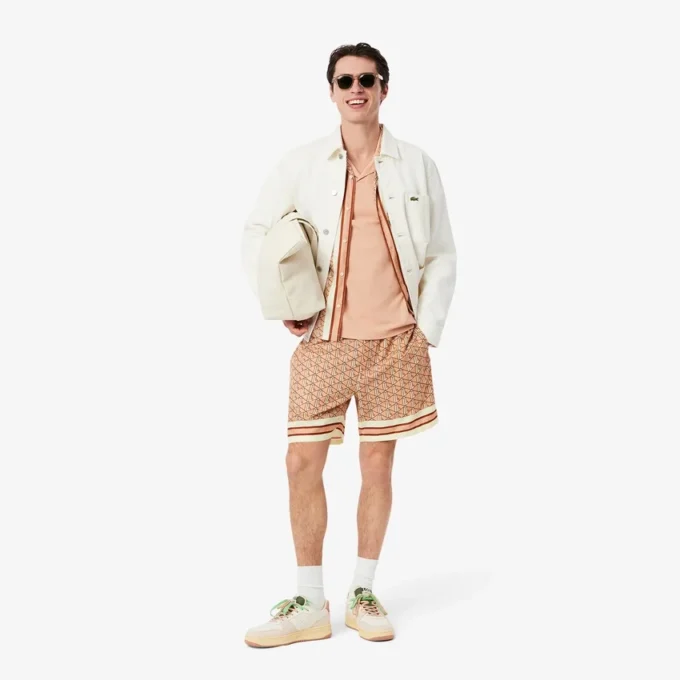 Lätta shorts med monogramtryck för herr