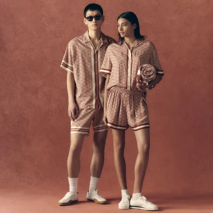 Lätta shorts med monogramtryck för herr
