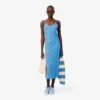 Maxiklänning i ribbad bomull med spaghettiband Maxiklänning i ribbad bomull med spaghettiband