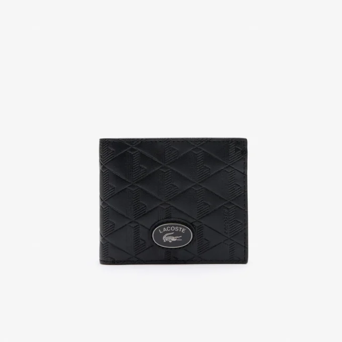 Medium plånbok i läder med monogram