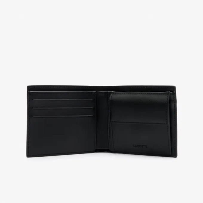 Medium plånbok i läder med monogram