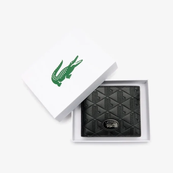 Medium plånbok i läder med monogram