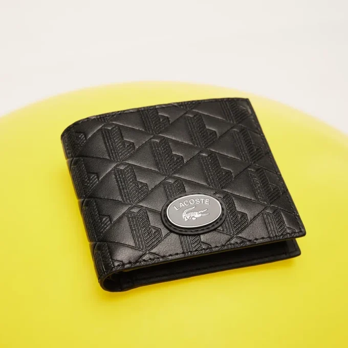 Medium plånbok i läder med monogram