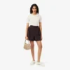 Oversized bermudashorts i plisserad ullblandning