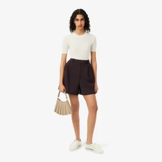 Oversized bermudashorts i plisserad ullblandning