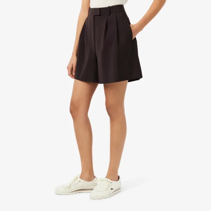Oversized bermudashorts i plisserad ullblandning