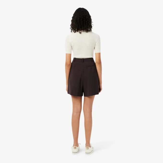 Oversized bermudashorts i plisserad ullblandning