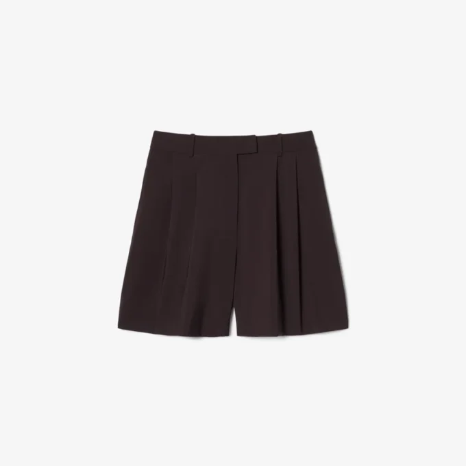 Oversized bermudashorts i plisserad ullblandning