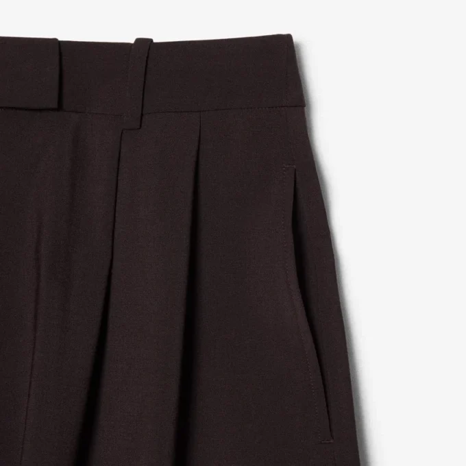 Oversized bermudashorts i plisserad ullblandning