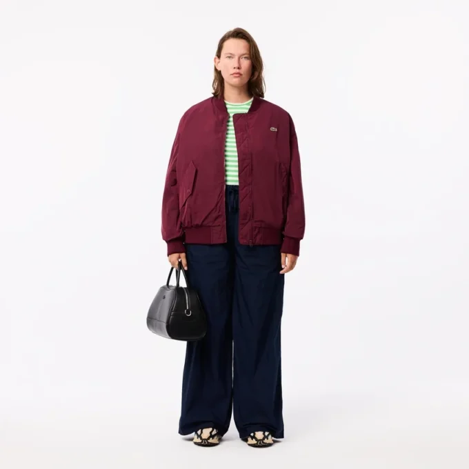 Oversized bomberjacka med ribbade ärmslut för dam Oversized bomberjacka med ribbade ärmslut för dam