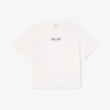 Oversized bomullst-shirt med bolltryck för dam