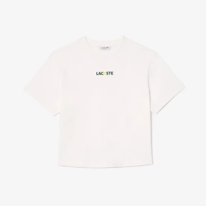 Oversized bomullst-shirt med bolltryck för dam