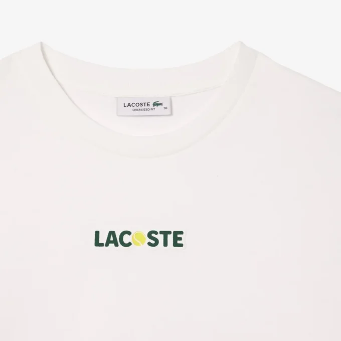 Oversized bomullst-shirt med bolltryck för dam