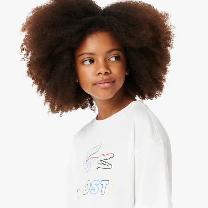 Oversized bomullst-shirt med tryck för flickor Oversized bomullst-shirt med tryck för flickor