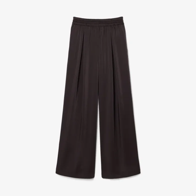 Oversized-byxor i satin med resår Oversized-byxor i satin med resår