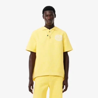 Oversized denim-pikétröja för män