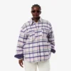 Oversized quiltad ylleöverskjorta för dam Oversized quiltad ylleöverskjorta för dam