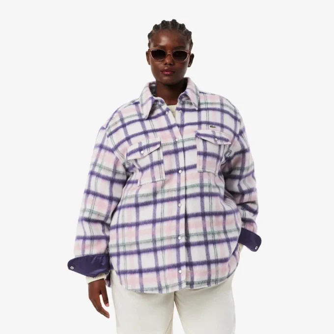 Oversized quiltad ylleöverskjorta för dam Oversized quiltad ylleöverskjorta för dam
