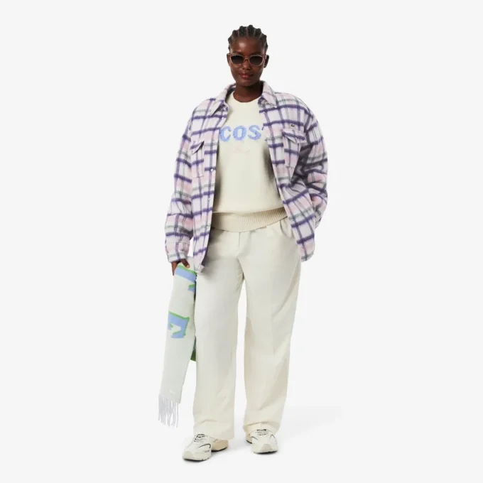 Oversized quiltad ylleöverskjorta för dam Oversized quiltad ylleöverskjorta för dam