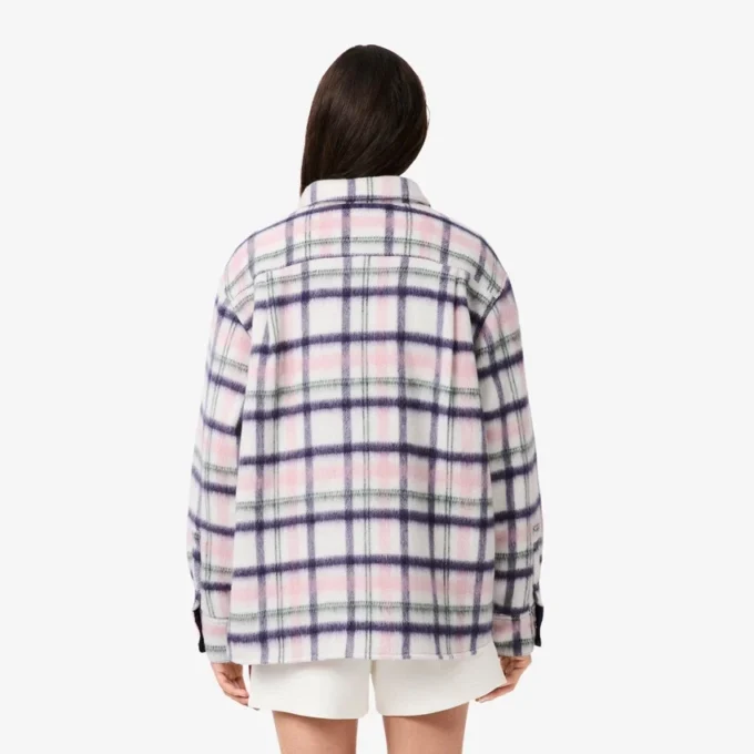 Oversized quiltad ylleöverskjorta för dam Oversized quiltad ylleöverskjorta för dam
