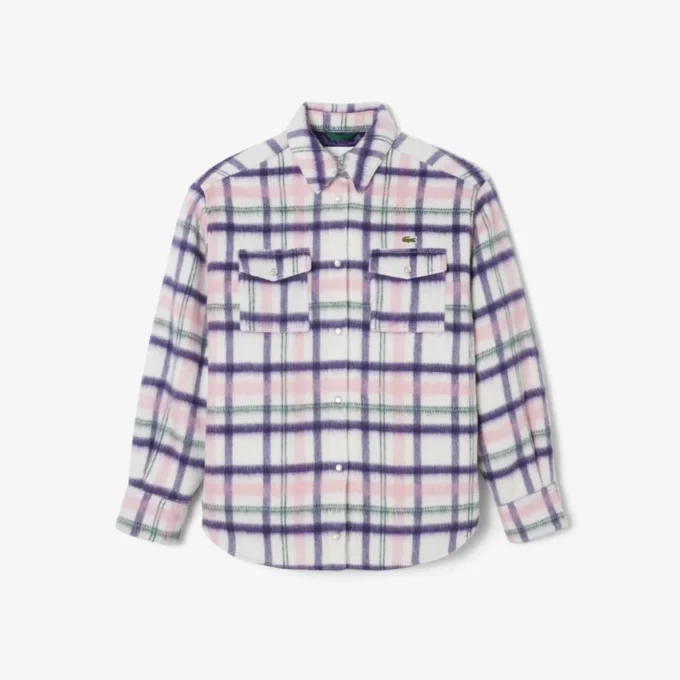 Oversized quiltad ylleöverskjorta för dam Oversized quiltad ylleöverskjorta för dam