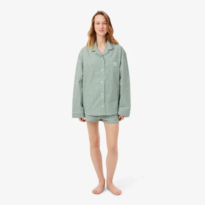 Oversized randigt pyjamas-set i poplin
