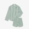 Oversized randigt pyjamas-set i poplin