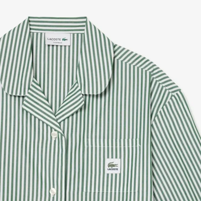 Oversized randigt pyjamas-set i poplin