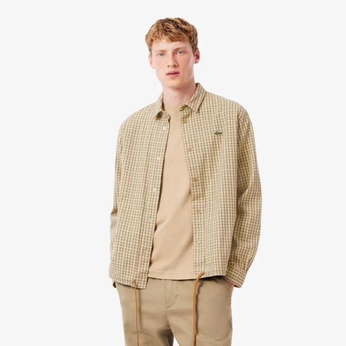 Oversized rutig overshirt i tjock bomull för herr Oversized rutig overshirt i tjock bomull för herr