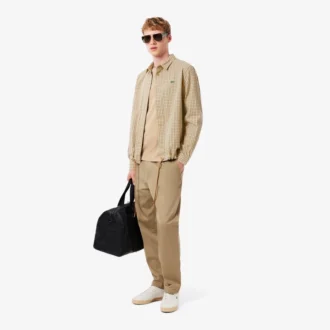 Oversized rutig overshirt i tjock bomull för herr