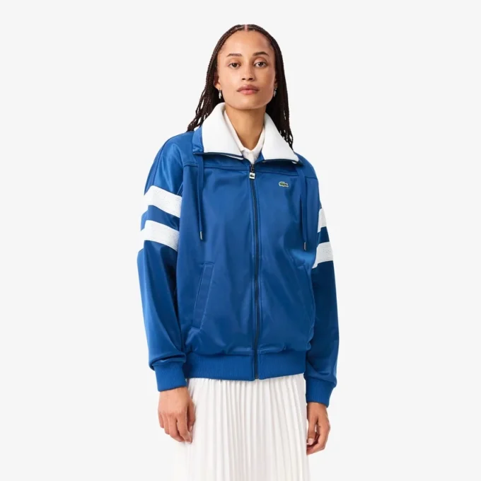 Oversized satin-pointelle-ränder-Sweatshirt för dam Oversized satin-pointelle-ränder-Sweatshirt för dam