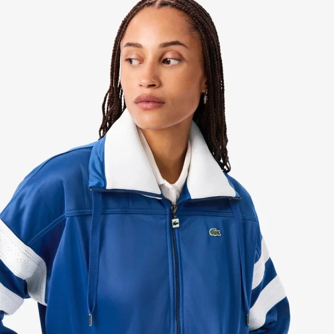 Oversized satin-pointelle-ränder-Sweatshirt för dam Oversized satin-pointelle-ränder-Sweatshirt för dam