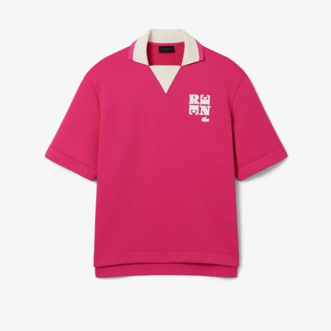 Oversized satinpikétröja med Runway-märke Oversized satinpikétröja med Runway-märke
