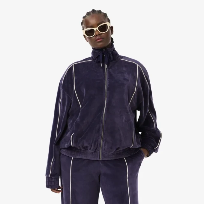 Oversized velour Sweatshirt med dragkedja för dam Oversized velour Sweatshirt med dragkedja för dam