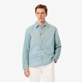 Overskjorta i denim med landskapsmotiv för herr