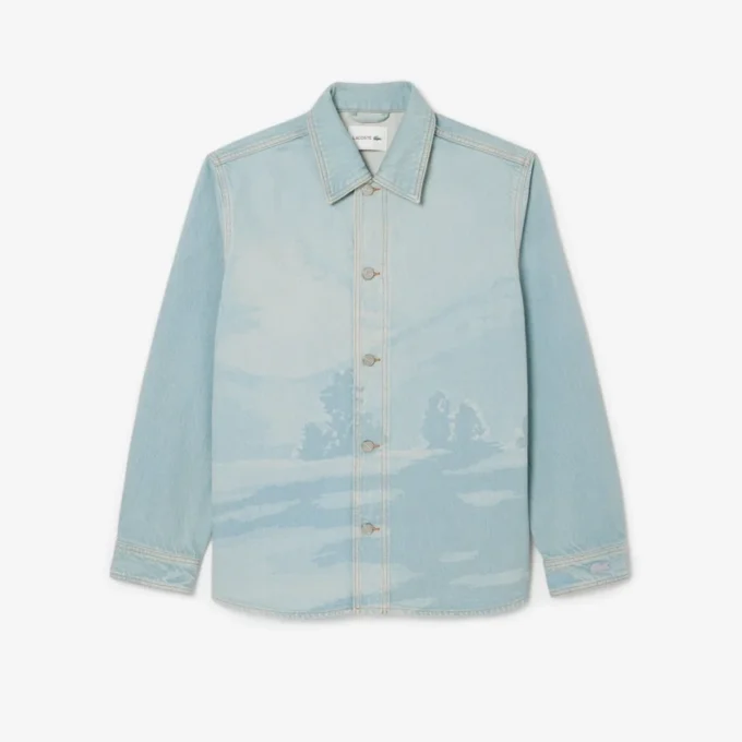 Overskjorta i denim med landskapsmotiv för herr Overskjorta i denim med landskapsmotiv för herr