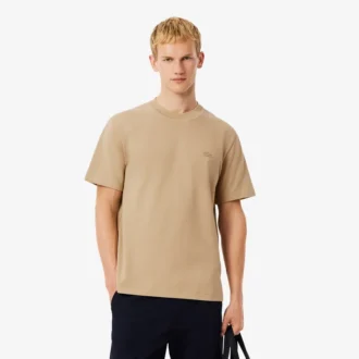 Petit Piqua-T-shirt för herr med ribbad hals