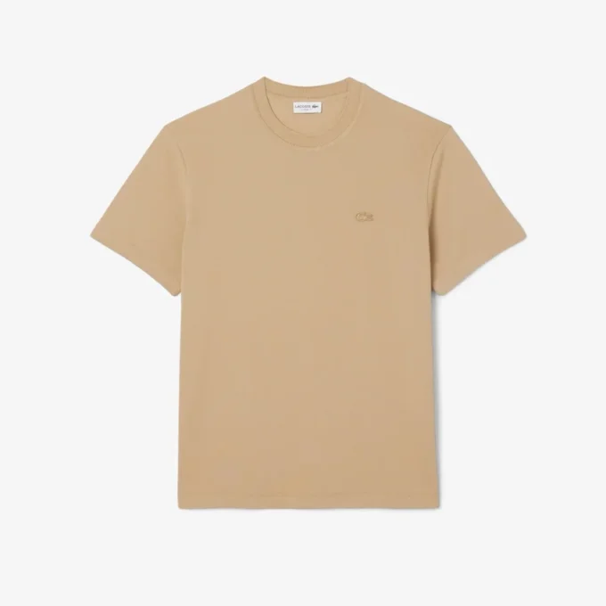 Petit Piqua-T-shirt för herr med ribbad hals Petit Piqua-T-shirt för herr med ribbad hals