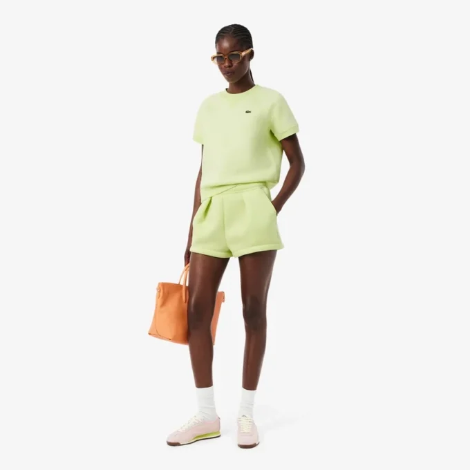 Plisserade bomullsshorts