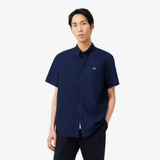 Poplin-skjorta med kort ärm och normal passform