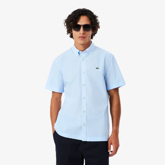 Poplin-skjorta med kort ärm och normal passform Poplin-skjorta med kort ärm och normal passform