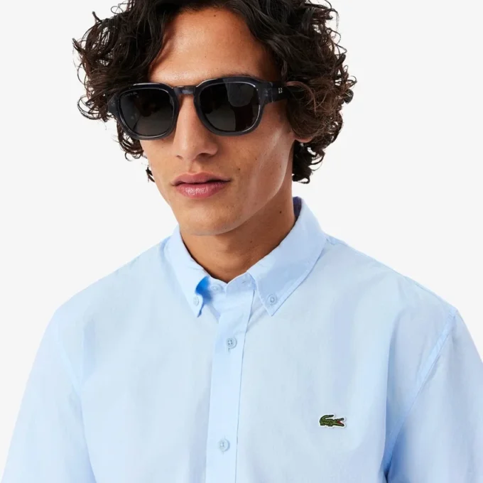 Poplin-skjorta med kort ärm och normal passform Poplin-skjorta med kort ärm och normal passform