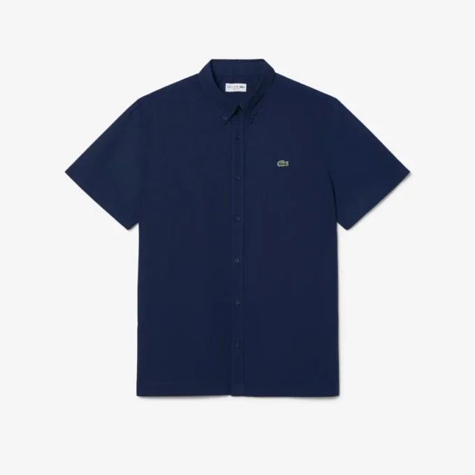 Poplin-skjorta med kort ärm och normal passform Poplin-skjorta med kort ärm och normal passform