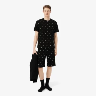 Pyjamas i tryckt bomull för herr