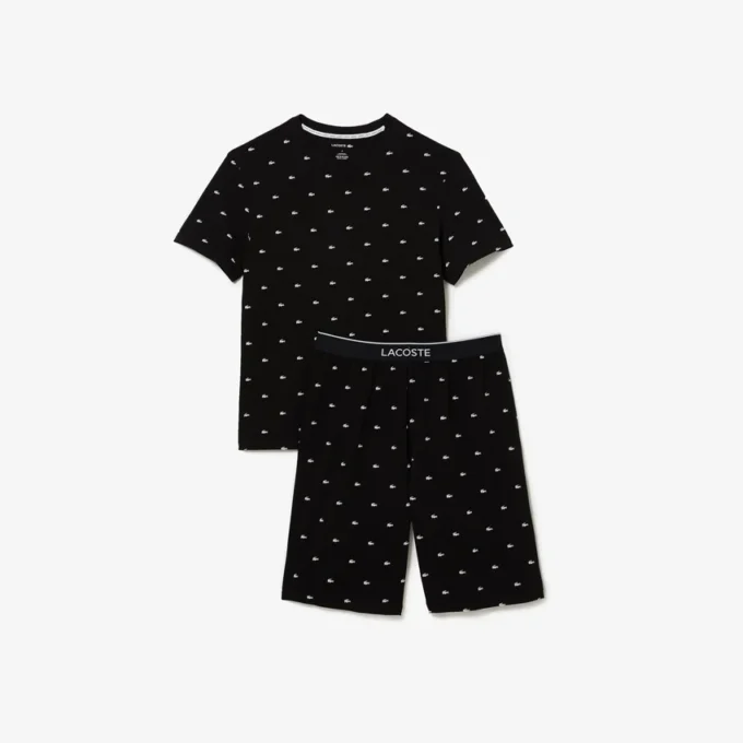 Pyjamas i tryckt bomull för herr